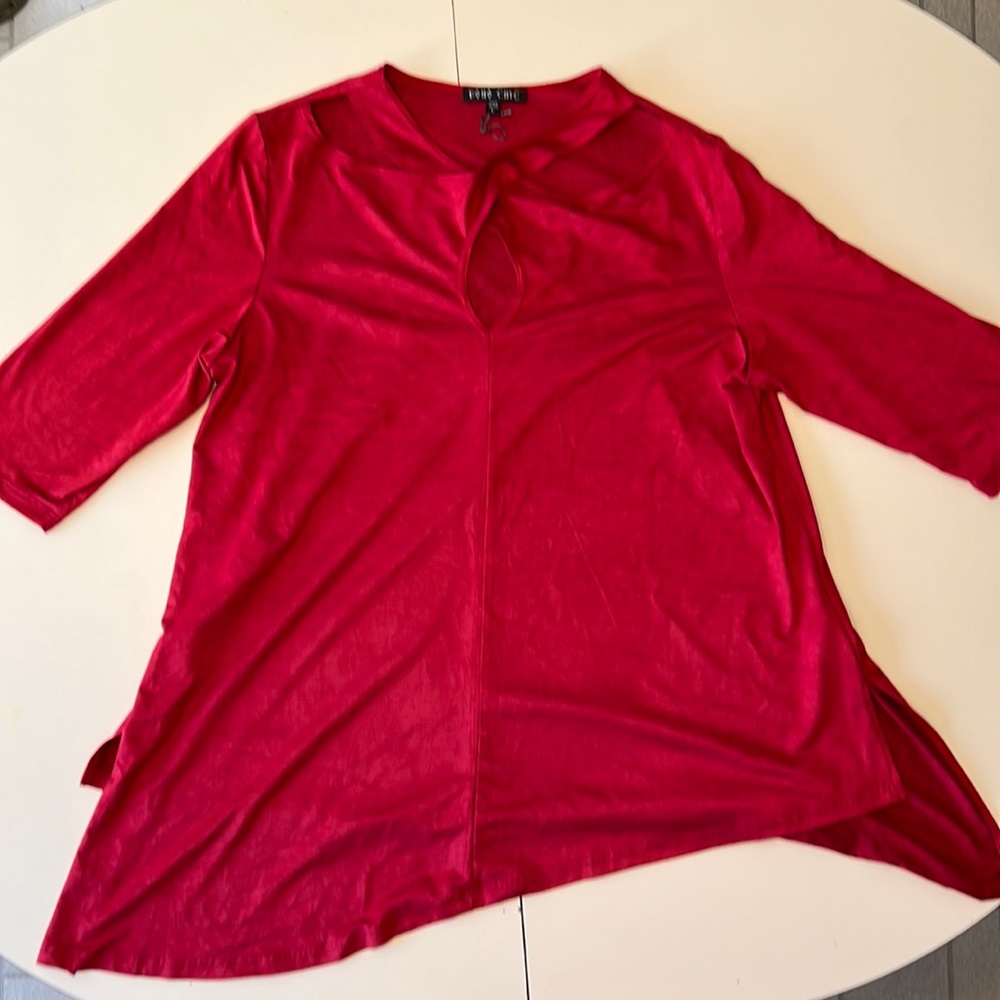 Boho Chic red asymmetric top with cutouts